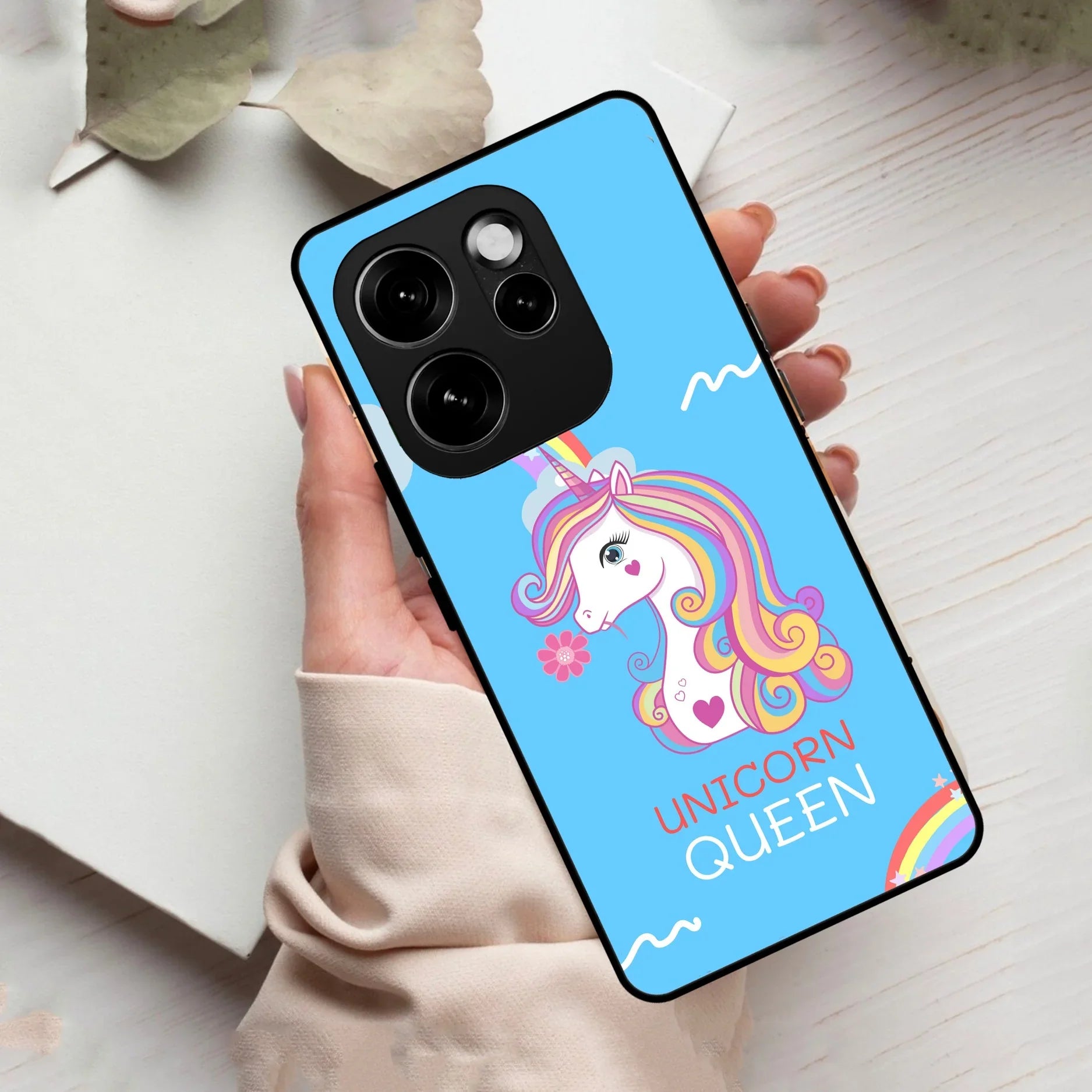 Blue Unicorn Queen Glass Phone Case For Oppo