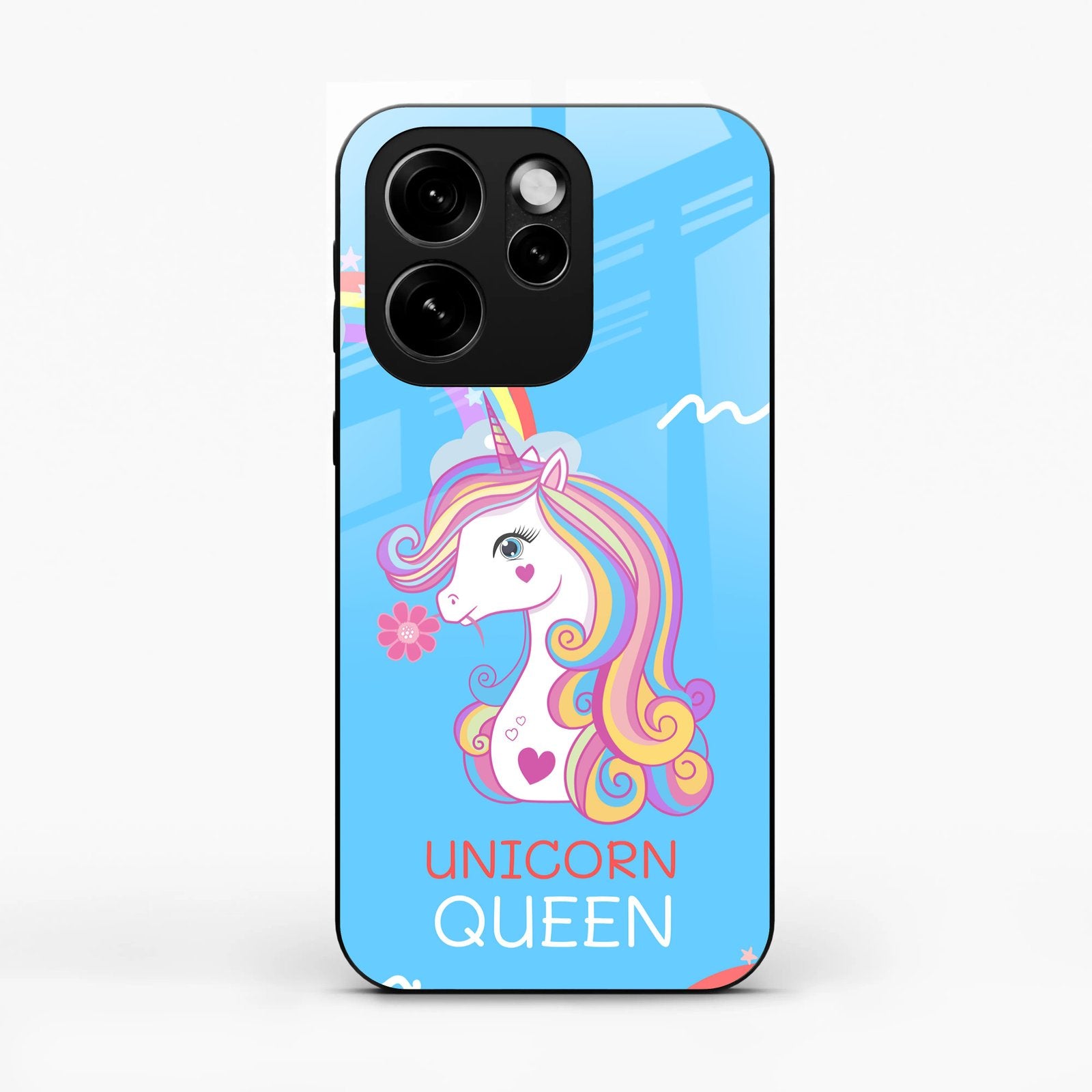 Blue Unicorn Queen Glass Phone Case For Oppo Reno 15 Pro Mini 5G