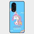 Blue Unicorn Queen Glass Phone Case For Oppo Reno 8T 5G