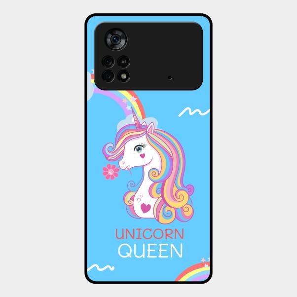 Blue Unicorn Queen Glass Phone Case For Poco X4 Pro 5G