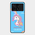 Blue Unicorn Queen Glass Phone Case For Poco X6 Pro 5G