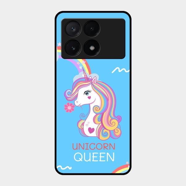 Blue Unicorn Queen Glass Phone Case For Poco X6 Pro 5G