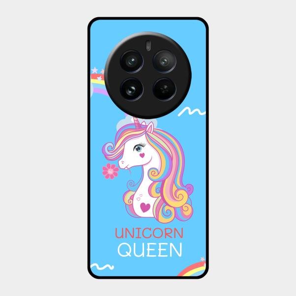 Blue Unicorn Queen Glass Phone Case For Realme 12 Pro Plus 5G