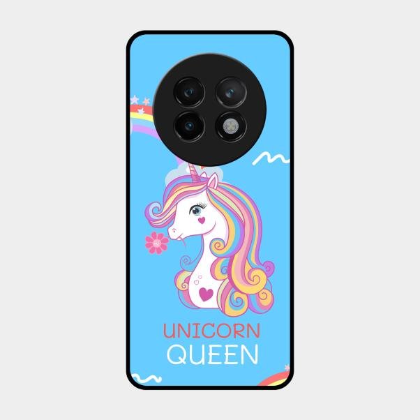 Blue Unicorn Queen Glass Phone Case For Realme 13 Plus 5G