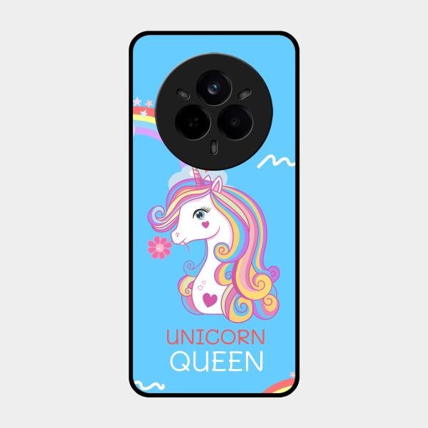 Blue Unicorn Queen Glass Phone Case For Realme 14 Pro Plus 5G