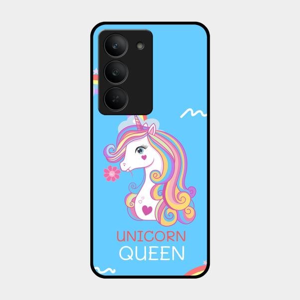 Blue Unicorn Queen Glass Phone Case For Realme 14X 5G