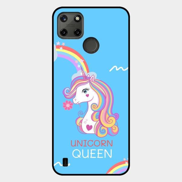 Blue Unicorn Queen Glass Phone Case For Realme C21Y