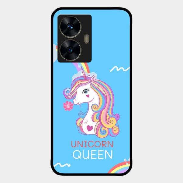 Blue Unicorn Queen Glass Phone Case For Realme C55