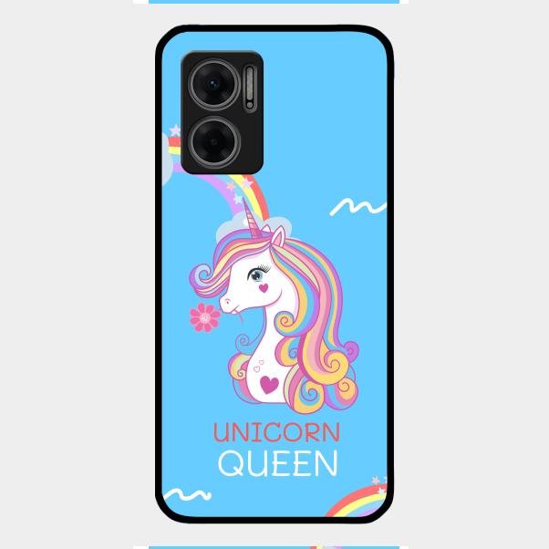 Blue Unicorn Queen Glass Phone Case For Redmi 11 Prime 5G