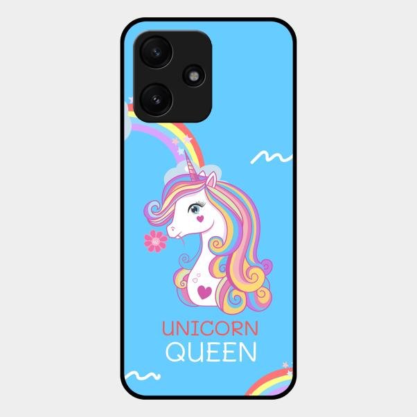 Blue Unicorn Queen Glass Phone Case For Redmi 12 5G