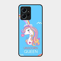 Blue Unicorn Queen Glass Phone Case For Redmi Note 12 4G