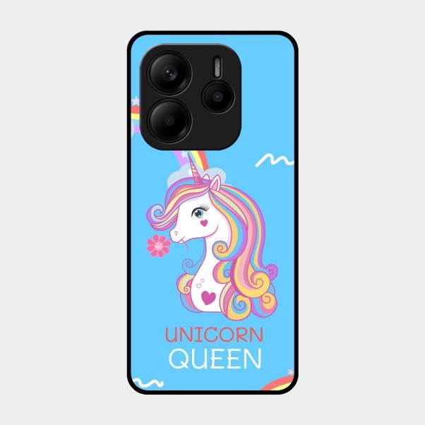 Blue Unicorn Queen Glass Phone Case For Redmi Note 14 5G