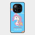 Blue Unicorn Queen Glass Phone Case For Redmi Note 14 Pro Plus 5G