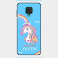Blue Unicorn Queen Glass Phone Case For Redmi Note 9 Pro Max