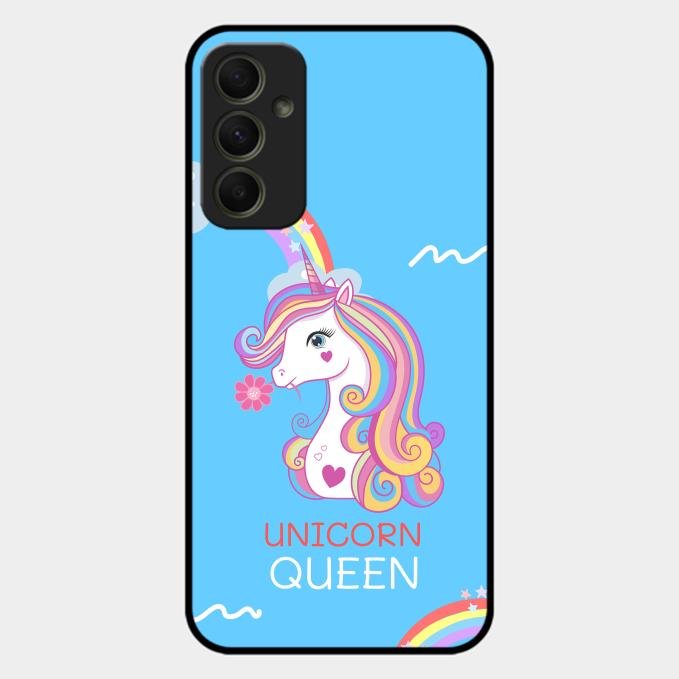 Blue Unicorn Queen Glass Phone Case For Samsung Galaxy A34 5G