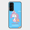 Blue Unicorn Queen Glass Phone Case For Samsung Galaxy A35 5G