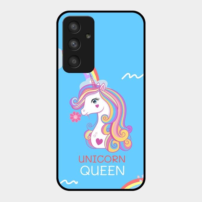 Blue Unicorn Queen Glass Phone Case For Samsung Galaxy A54 5G
