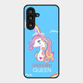 Blue Unicorn Queen Glass Phone Case For Samsung Galaxy F55 5G