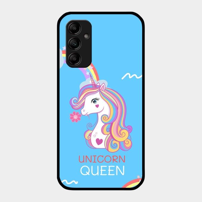 Blue Unicorn Queen Glass Phone Case For Samsung Galaxy M14 5G
