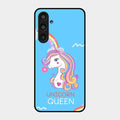 Blue Unicorn Queen Glass Phone Case For Samsung Galaxy M35 5G