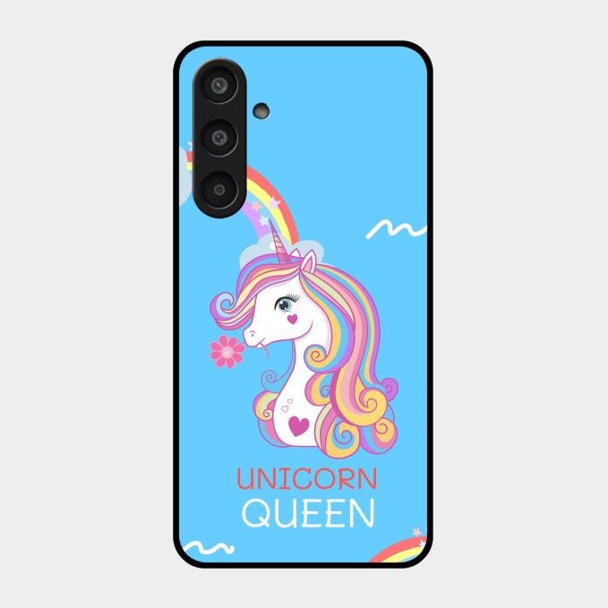 Blue Unicorn Queen Glass Phone Case For Samsung Galaxy M35 5G