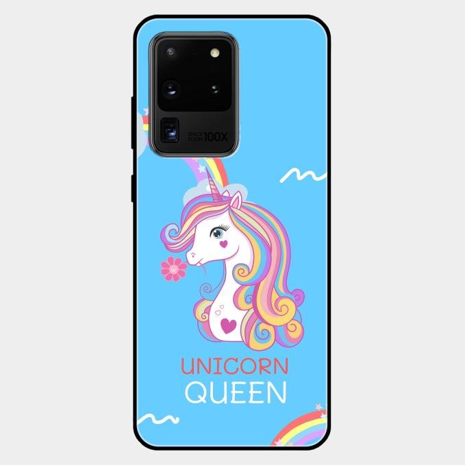 Blue Unicorn Queen Glass Phone Case For Samsung Galaxy S20 Ultra