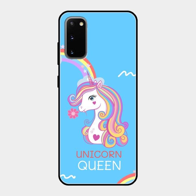 Blue Unicorn Queen Glass Phone Case For Samsung Galaxy S20