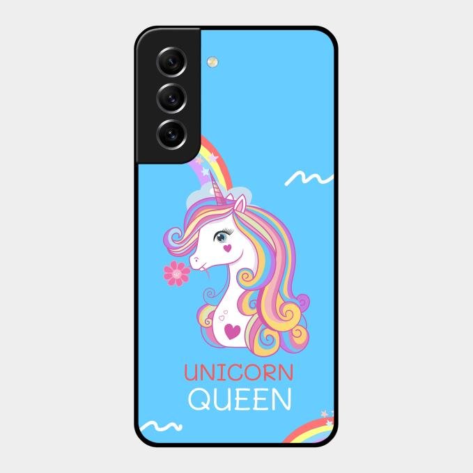 Blue Unicorn Queen Glass Phone Case For Samsung Galaxy S21 Fe 5G