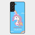 Blue Unicorn Queen Glass Phone Case For Samsung Galaxy S21 Plus