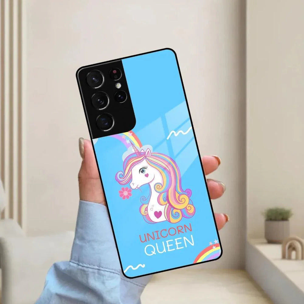 Blue Unicorn Queen Glass Phone Case For Samsung - ShopOnCliQ