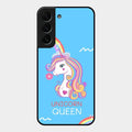 Blue Unicorn Queen Glass Phone Case For Samsung Galaxy S22 Plus 5G