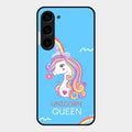 Blue Unicorn Queen Glass Phone Case For Samsung Galaxy S23 5G