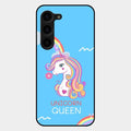 Blue Unicorn Queen Glass Phone Case For Samsung Galaxy S23 Plus 5G