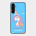 Blue Unicorn Queen Glass Phone Case For Samsung Galaxy S24 Plus 5G