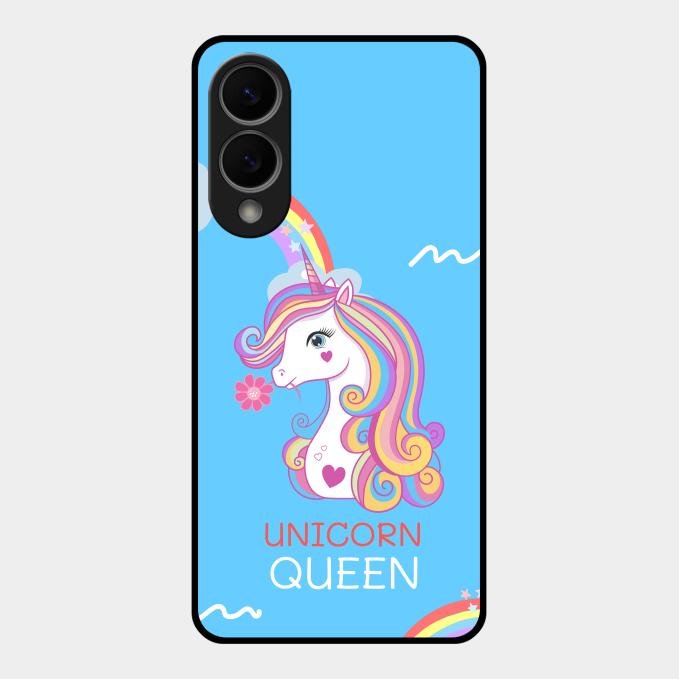 Blue Unicorn Queen Glass Phone Case For Samsung Galaxy S25 Edge 5G