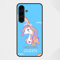 Blue Unicorn Queen Glass Phone Case For Samsung Galaxy S25 FE 5G