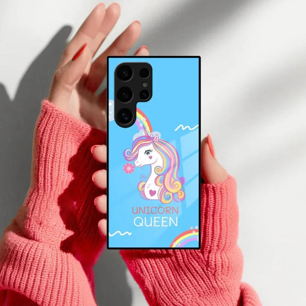 Blue Unicorn Queen Glass Phone Case For Samsung - ShopOnCliQ