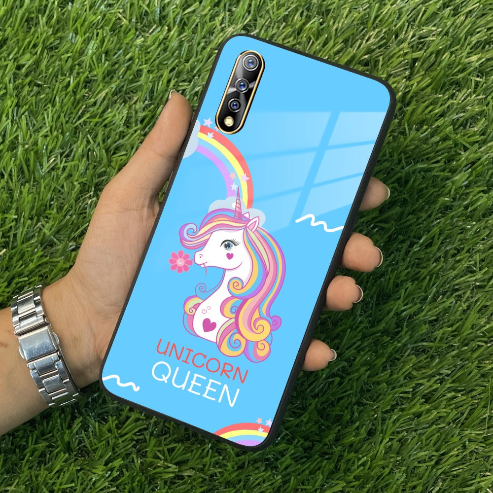 Blue Unicorn Queen Glass Phone Case For Vivo