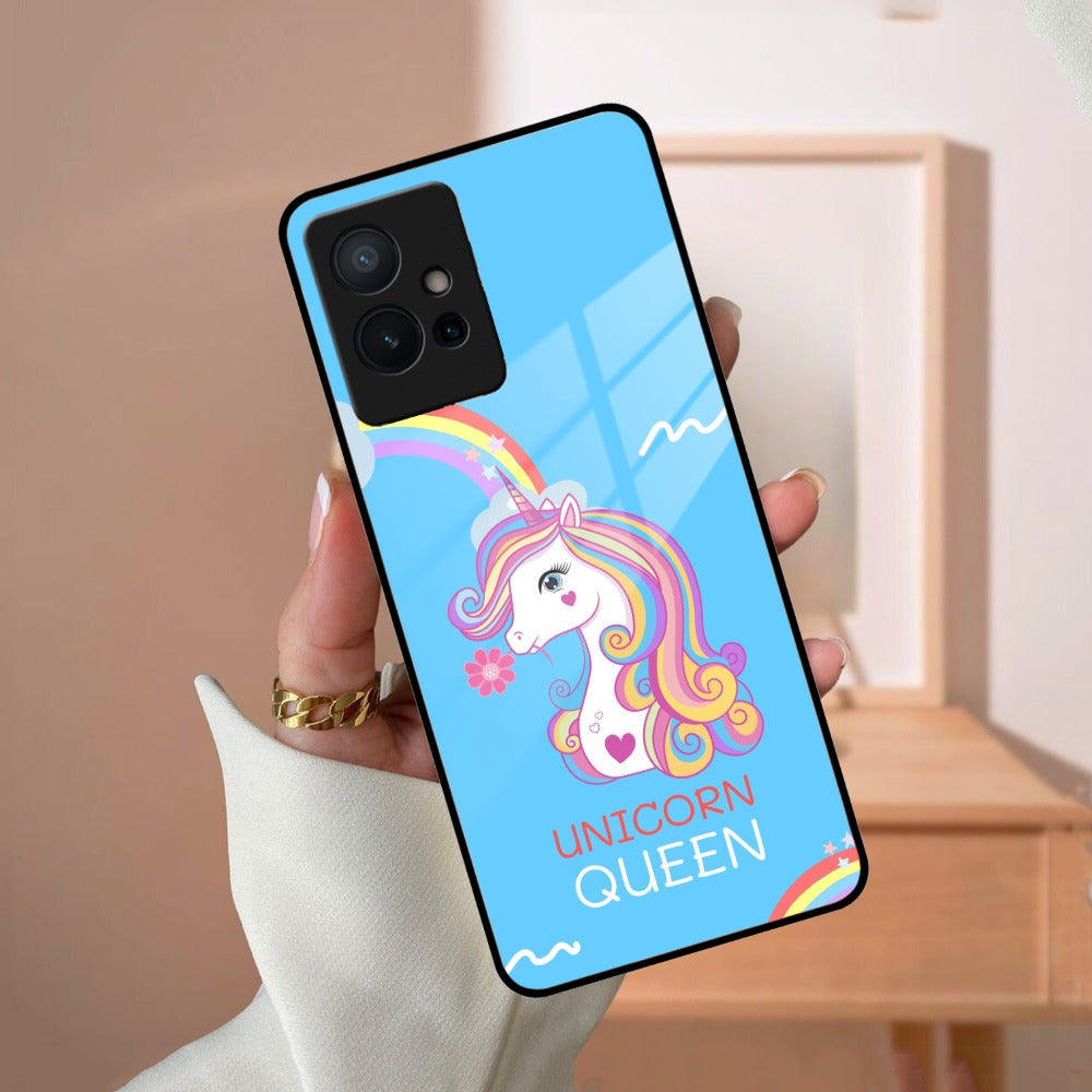 Blue Unicorn Queen Glass Phone Case For Vivo