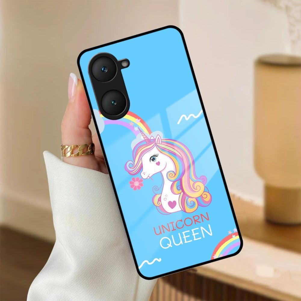 Blue Unicorn Queen Glass Phone Case For Vivo
