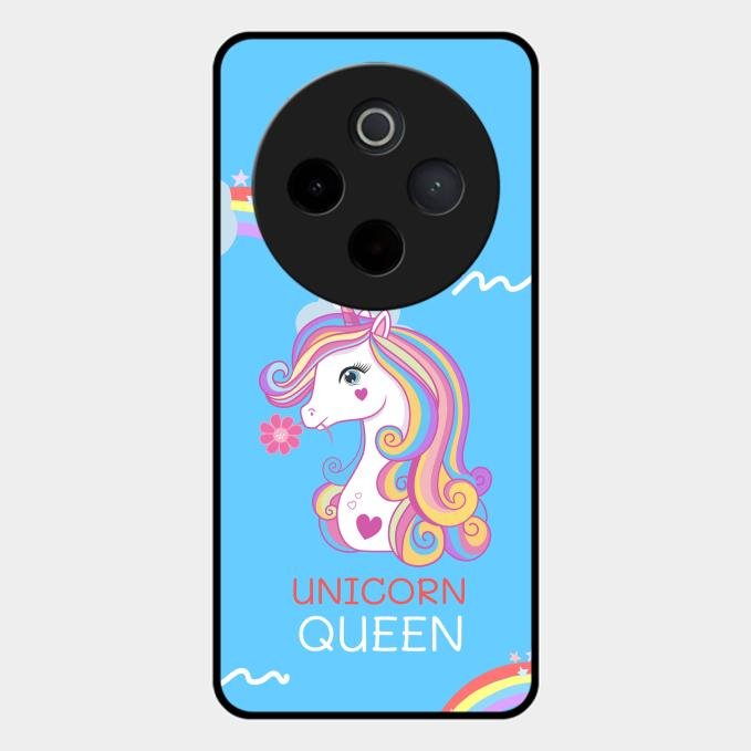 Blue Unicorn Queen Glass Phone Case For Vivo T4 5G