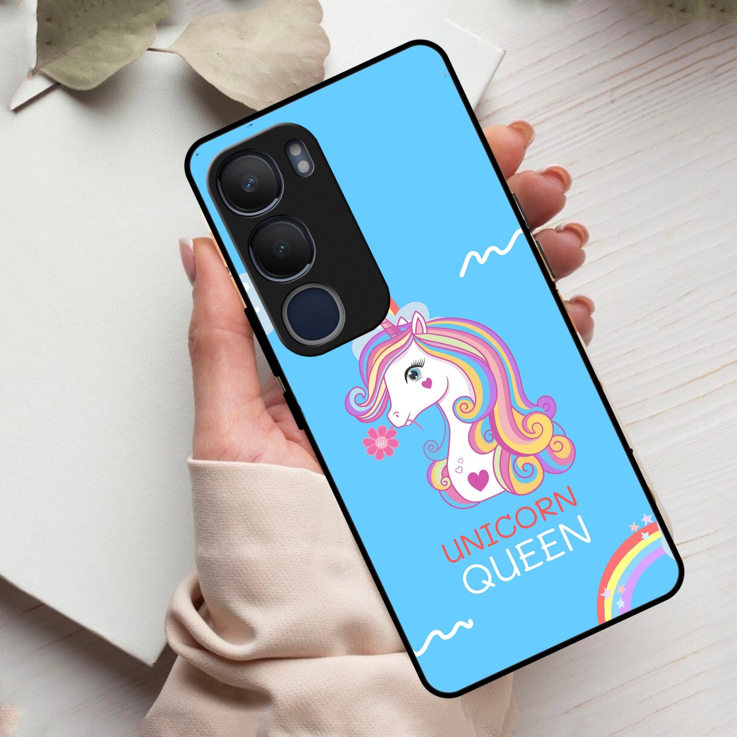 Blue Unicorn Queen Glass Phone Case For Vivo