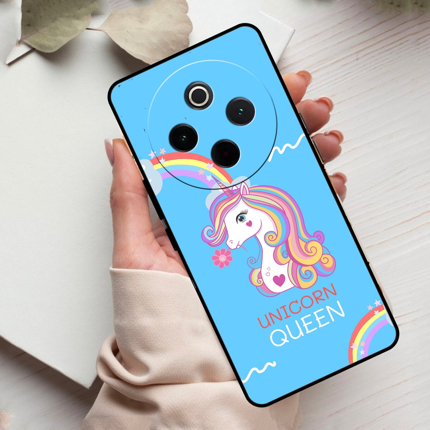 Blue Unicorn Queen Glass Phone Case For Vivo