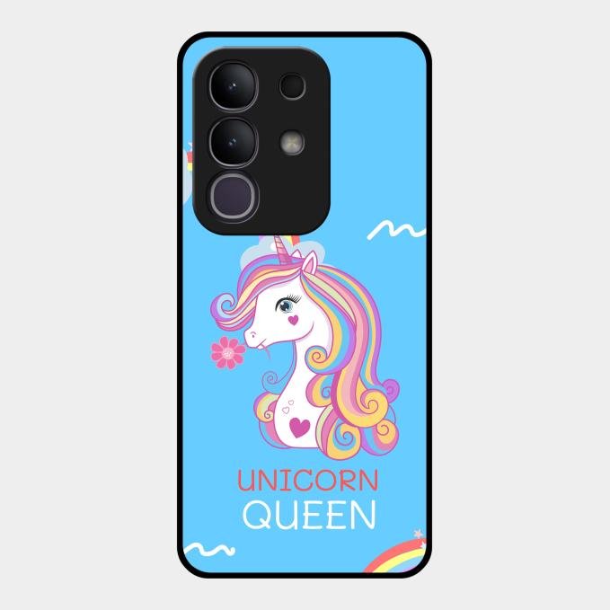 Blue Unicorn Queen Glass Phone Case For Vivo T4X 5G