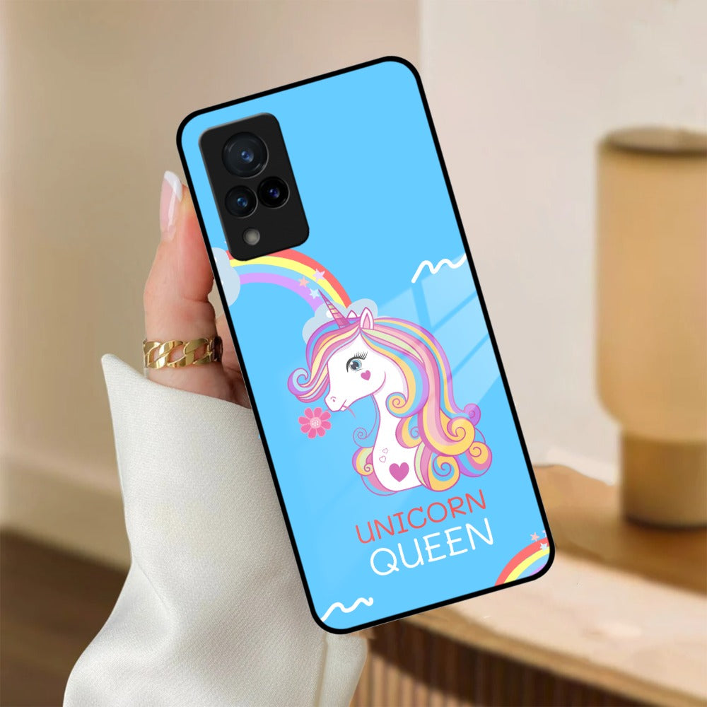 Blue Unicorn Queen Glass Phone Case For Vivo