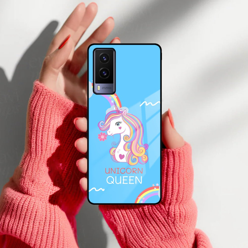 Blue Unicorn Queen Glass Phone Case For Vivo