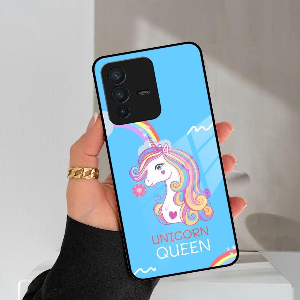 Blue Unicorn Queen Glass Phone Case For Vivo