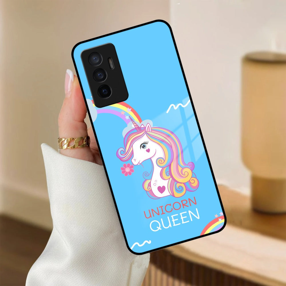 Blue Unicorn Queen Glass Phone Case For Vivo