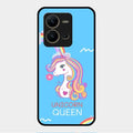Blue Unicorn Queen Glass Phone Case For Vivo V25 5G