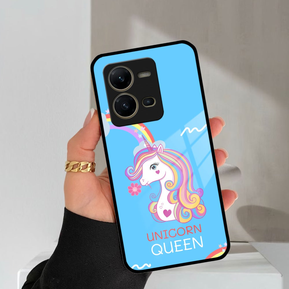 Blue Unicorn Queen Glass Phone Case For Vivo